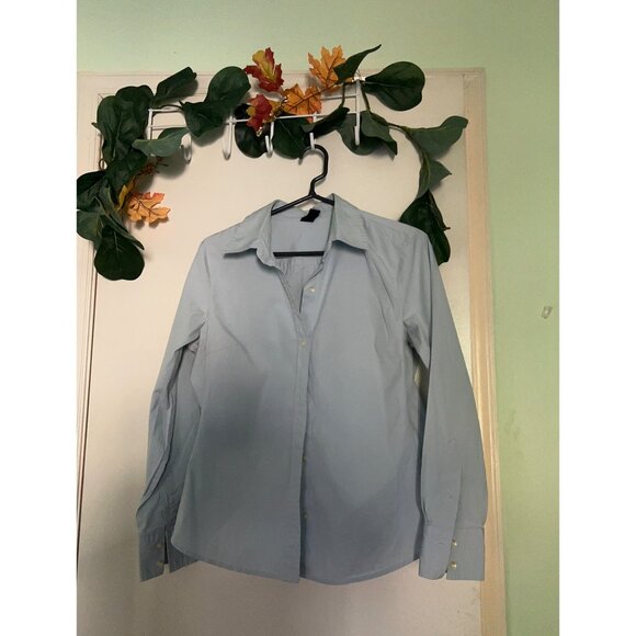 GAP Tops - GAP STRETCH Women's Button Up Shirt Blue Crystal Long Sleeve Blouse Size Large C